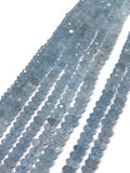 8MM Aquamarine faceted Rondelles AAA grade, , Length 15.5" Machine cut top quality roundel .