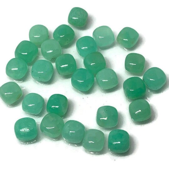 Chrysoprase Cabs 5x5 mm size , Chrysoprase Cabochon - pack of 5 Pieces - Crysoprase Square Cabs- Medium Color