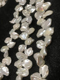 Small Keshi Freshwater Pearl , Natural white keshi shape , Length 16'' Fresh water Pearl Beads , Size 7-8 MM