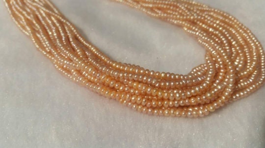 Pack of 2 Strand, 2.5MM Freshwater Peach Cultured Pearl .Natural Freshwater pearl , AAA Grade,button shape pearl code 02