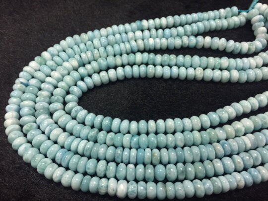 Larimar Roundel Beads 8 mm AAA Quality Length 40 cm Larimar Good Quality beads - Larimar Rondelle Beads