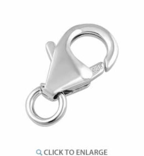 Sterling Silver Trigger Clasp with Attached Ring , 925 Sterling silver with Rhodium 13MM Size.