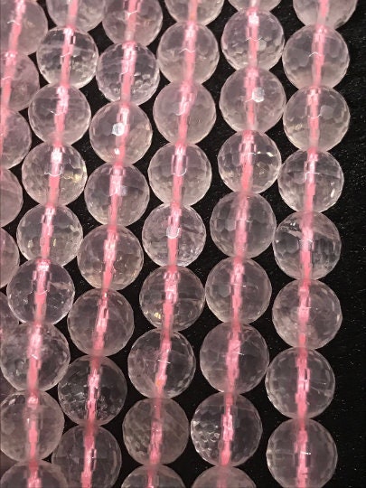 10MM Rose Quartz faceted Round beads, Top Quality perfect round shape . deep Pink rose quartz