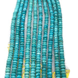 Turquoise Faceted Roundel shape . Top Quality genuine Turquoise beads, Length 16" , Natural American Turquoise size 4 mm