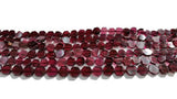 Garnet Flat Coin Shape 7 MM , Length of strand 14"