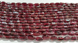 Garnet Faceted Tube Shape 4x8MM , Length of strand 15"