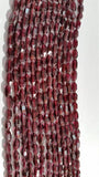 Garnet Faceted Tube Shape 4x8MM , Length of strand 15"