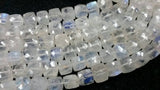 8MM Rainbow Moonstone Faceted Cube, Rainbow Moonstone Faceted Box Briolettes,8mm size , Blue Fire Box shape