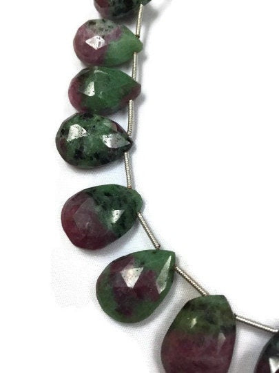 4 pcs - Ruby Zoisite faceted Pear Briolette -11x15mm-12x16 mm Top Quality Ruby Zoisite Tear Drop