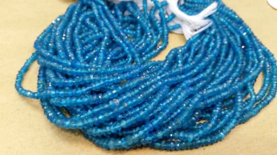 Neon Apatite faceted Rondelle 3 - 3.5mm AAA grade, top quality, Blue Apatite faceted