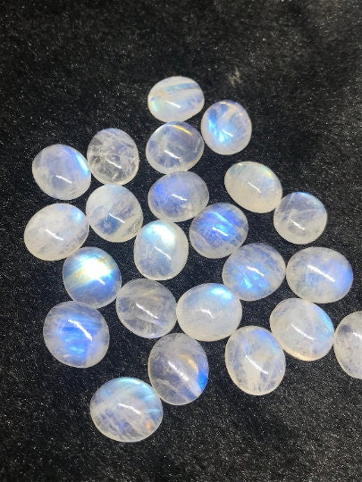 Moonstone Cabochon 10X14MM Rainbow Moonstone Oval Cabs , Pack of 4 Pcs. Good Quality Moonstone