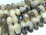 10 Pcs - 8 MM Moonstone Faceted Roundel Coated Beads - Good Quality faceted beads- Cream Color