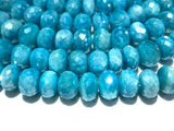 8 MM Moonstone Faceted Roundel Coated Beads - length 8 Inch -Good Quality faceted beads- Sky Blue Color