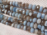 Blue Opal 8M with Grey Matrix , African Opal Faceted Rondelle 14 Inch Length, Super Quality , Blue Opal faceted Roundel