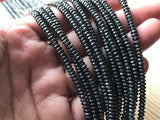 10 Strand Pack, Hematite Faceted Roundel, 3mm size, AAA Quality ,Natural hematite beads