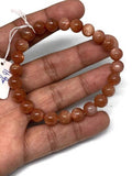 Sunstone Bracelet 8 mm size- Code #1 - Sunstone Round Bracelet -Natural Sunstone Beaded Bracelet - Length 7.5 Inch in Stretchable Cord