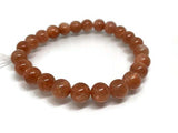 Sunstone Bracelet 8 mm size- Code #1 - Sunstone Round Bracelet -Natural Sunstone Beaded Bracelet - Length 7.5 Inch in Stretchable Cord