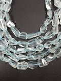 BLUE AQUAMARINE Faceted Tumble Shape , Approx 10X12 MM, Top Quality faceted nugget shape, length 9"