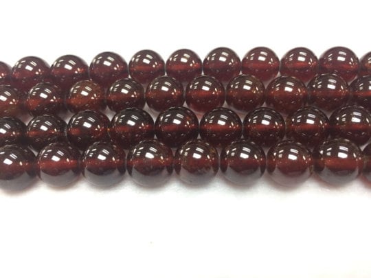 1/2 half strand Hessonite Garnet Round Beads 10 mm size - Top Quality Beads- Length 20 cm