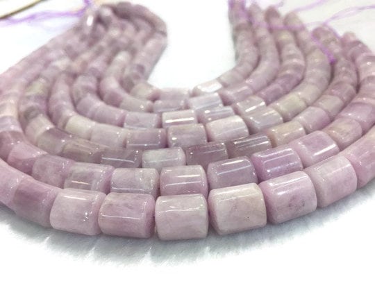 Kunzite 1/2 Strand Cylinder Shape Beads, 10x12mm size Kunzite Tube BeadsAAA Quality, Length 20cm Natural Kunzite Beads origin Brazil