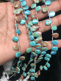 Natural Turquoise Smooth Pear shape 6X8MM . American Turquoise Top Quality briolette . length of strand 8" , Turquoise coating ,