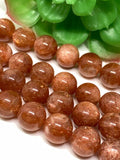 Sunstone Round Beads 12 mm AAAA Quality 40 cm Strand, Top Grade sSunstone Round Beads- Natural sunstone with many flash