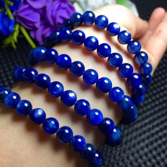 Kyanite Round  14MM Bracelet . AAA Quality Kyanite bracelet in 7.5 Inch stretch Bracelet-  Kyanite Bracelet