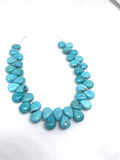 Turquoise Smooth Pear shape 7X10MM . Chilean Turquoise briolettes . length of strand 8", natural Turquoise