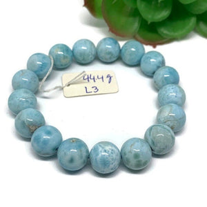 Larimar Bracelet 12M size Code# L3 Natural Super Quality Origin Dominican Republic Larimar Round bracelet Length 7.5 Inch Strech Cord .