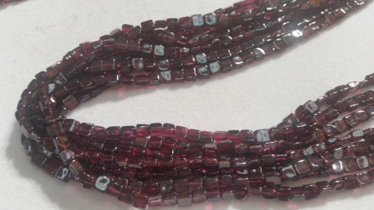 5 Strands- Garnet Square Shape 5mm, Length of strand 16