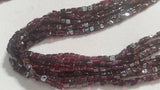 5 Strands- Garnet Square Shape 5mm, Length of strand 16"- Garnet Square Beads