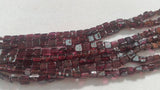 5 Strands- Garnet Square Shape 5mm, Length of strand 16"- Garnet Square Beads