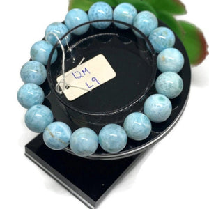 Larimar Bracelet 12M size Code# L9 Natural Super Quality Origin Dominican Republic Larimar Round bracelet Length 7.5 Inch Strech Cord .