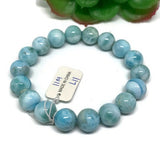 Larimar Bracelet 11M size Code# L11 Natural Super Quality Origin Dominican Republic Larimar Round bracelet Length 7.5 Inch Strech Cord .