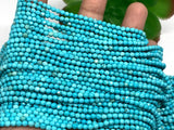 Turquoise 3M Faceted Round shape . Top Quality dyed howlite Turquoise color beads, Length 16" ,