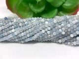 Aquamarine 3M faceted Round , Aquamarine AAA grade, length of strand 15Inch , micro faceted , origin Brazil