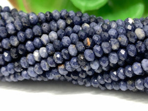 Blue Sapphire 3.5 M Faceted Roundel , Micro faceted , length of strand 15" , gemstone beads , origin is madagascar