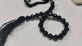 8mm Black Spinel Round Faceted ,Natural spinel and Good quality gemstone- length 13 Inch