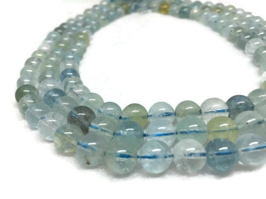 AAA Quality 6mm Aquamarine Smooth Round beads, Perfect Round Beads- Wholesale Price- Length 40 cm- Blue Aquamarine Beads