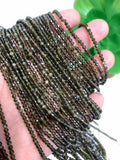 Obsidian 2M Round Faceted, 40 cm Length - Good Quality Tourmaline Beads. micro faceted beads