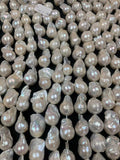 Pearl Baroque Shape -AAA Quality- Length 40 cm- Size 15-17mm x 23-30 mm, Good Quality Natural Freshwater Pearl Baroque Beads -Code(RER-Kg)