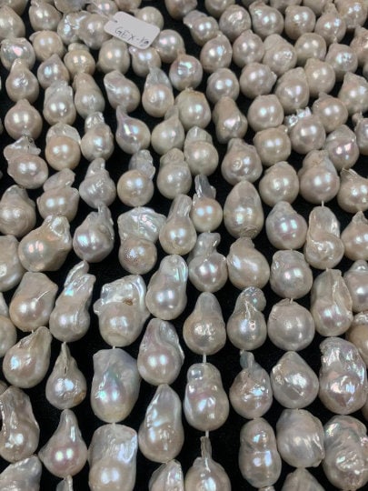 Pearl Baroque Shape- A Quality - Length 40 cm- Size 15-17mm x 23-30 mm, Good Quality Natural Freshwater Pearl Baroque Beads -Code(gex-Kg)