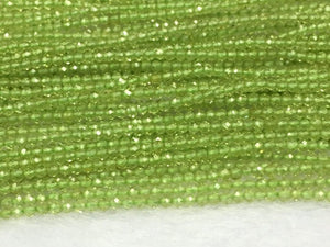 25 strands Pack Peridot faceted Round 2-2.5mm, Length 14" Micro faceted round beads. Top Quality faceted