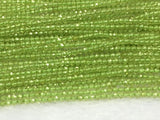 10 strands Pack Peridot faceted Round 2-2.5mm, Length 14" Micro faceted round beads. Top Quality faceted