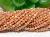 Peach Moonstone 2.5M Faceted Round beads, Good Quality beads , Length 14" AAA Quality- Peach Moonstone micro faceted