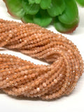 Peach Moonstone 2.5M Faceted Round beads, Good Quality beads , Length 14" AAA Quality- Peach Moonstone micro faceted