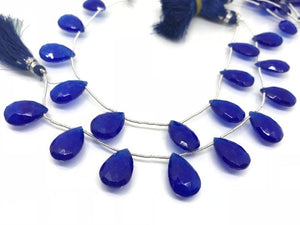 12X18 MM Blue Jade faceted Pear Briolette 8" Strand, Top Quality pear shape.Gemstone Briolettes