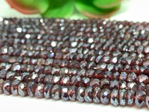 GARNET 5mm, Garnet Faceted Roundel Beads- 15 Inch Length - Garnet Coated Faceted Beads - Garnet Coating Beads