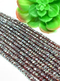 GARNET 5mm, Garnet Faceted Roundel Beads- 15 Inch Length - Garnet Coated Faceted Beads - Garnet Coating Beads