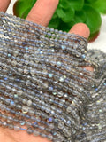 Labradorite 3M Round faceted beads,Micro faceted beads in length 15 Inch . natural gemstone , origin is Madagascar